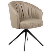 STOL MED ARMSTÖD järn äkta läder pigmenterad  - svart/taupe, Design, metall/läder (63/82/62,5cm) - Dieter Knoll