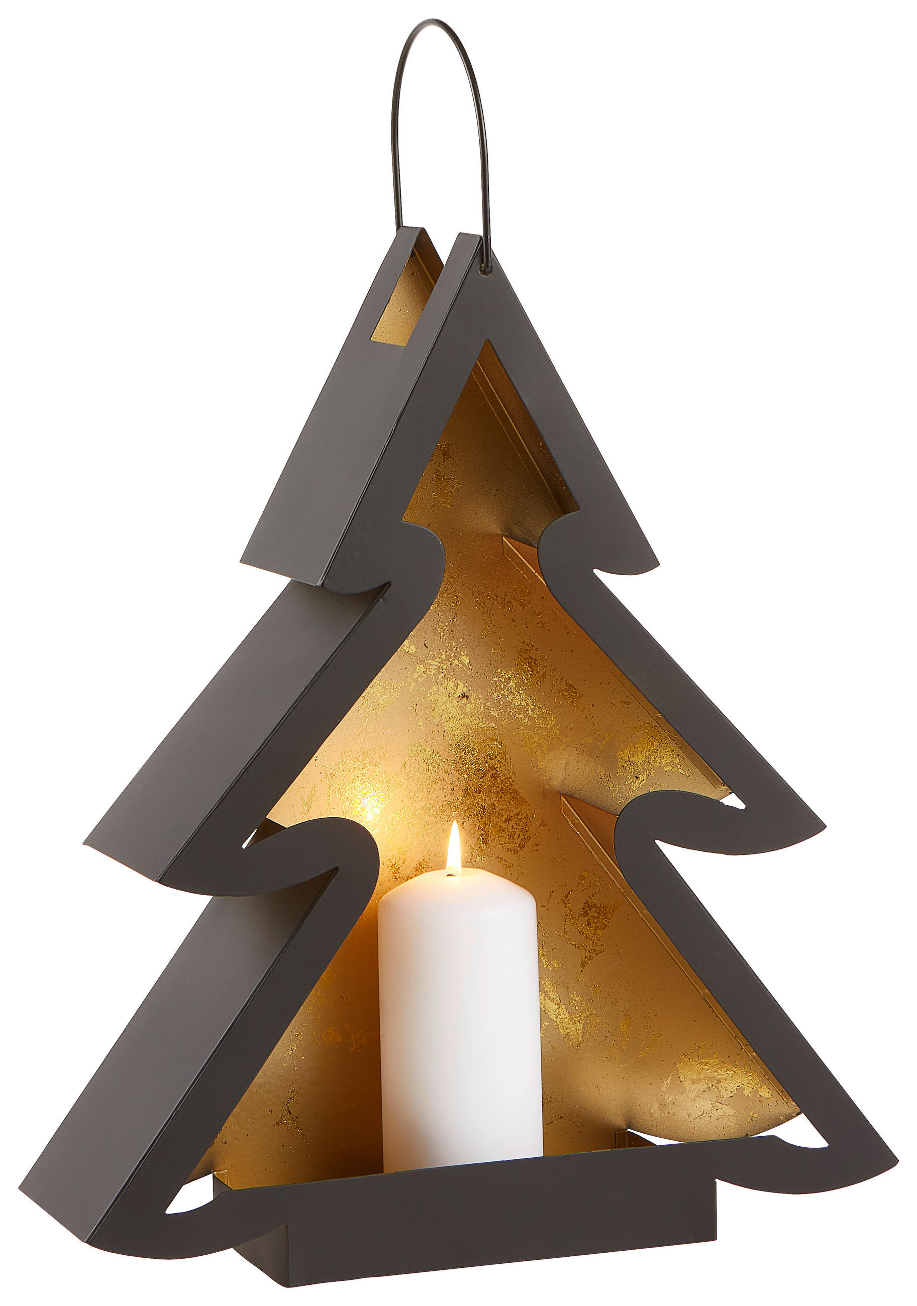 LATERNE  - Goldfarben/Schwarz, Trend, Metall (35/42/10cm) - X-Mas