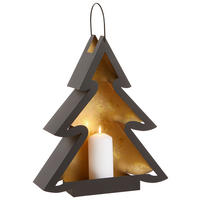 LATERNE  - Goldfarben/Schwarz, Trend, Metall (35/42/10cm) - X-Mas