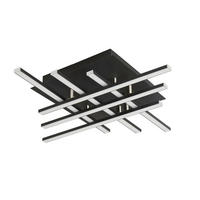 LED MENNYEZETI LÁMPA - krómszínű/fekete, Design, műanyag/fém (45,5/45,5/8,5cm)