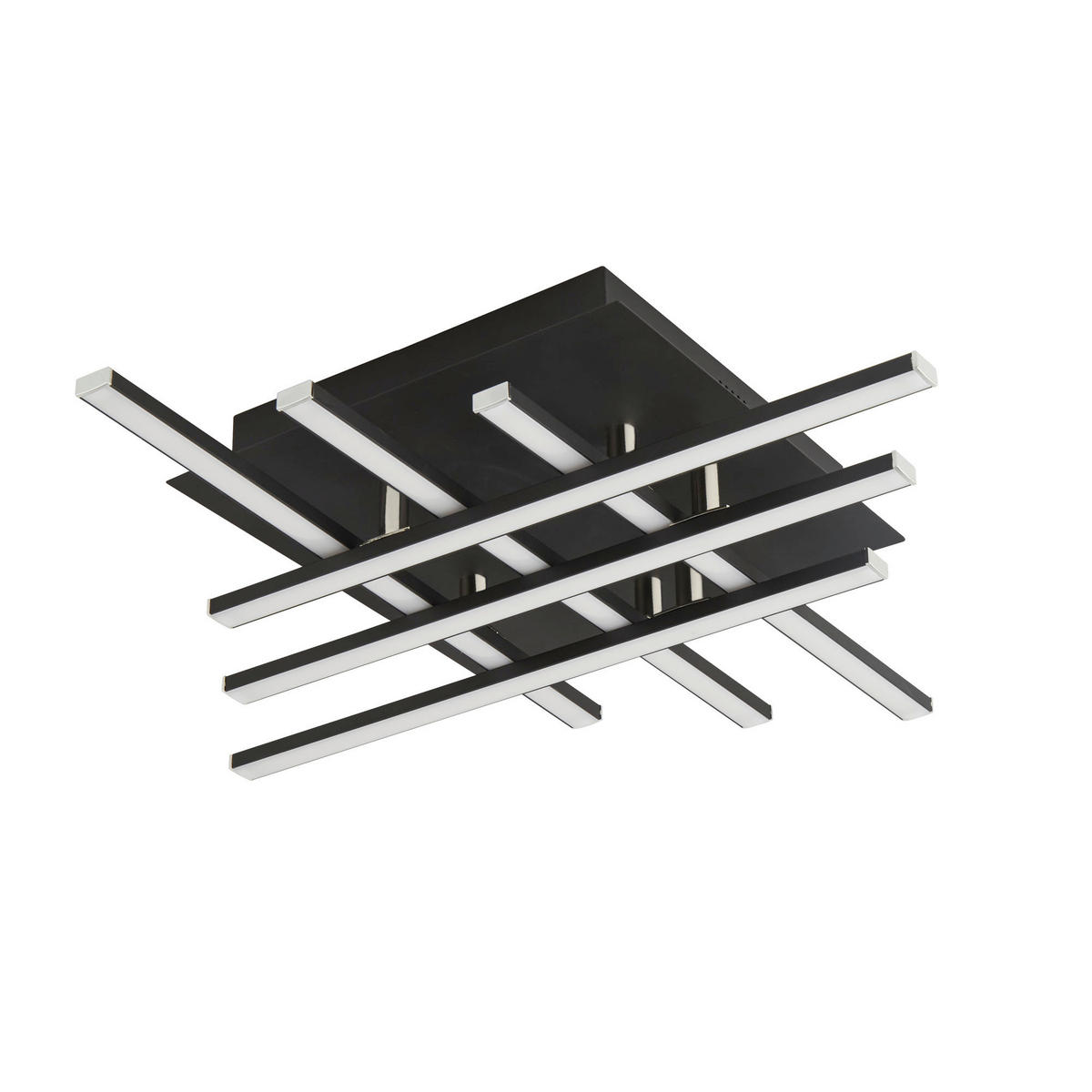 LED MENNYEZETI LÁMPA - krómszínű/fekete, Design, műanyag/fém (45,5/45,5/8,5cm)