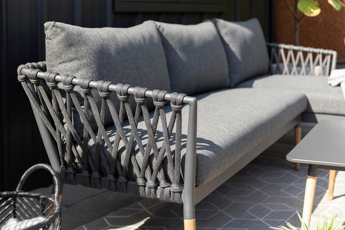 LOUNGESOFA  - Grau/Teakfarben, Design, Holz/Textil (242/164,5cm) - Ambia Garden