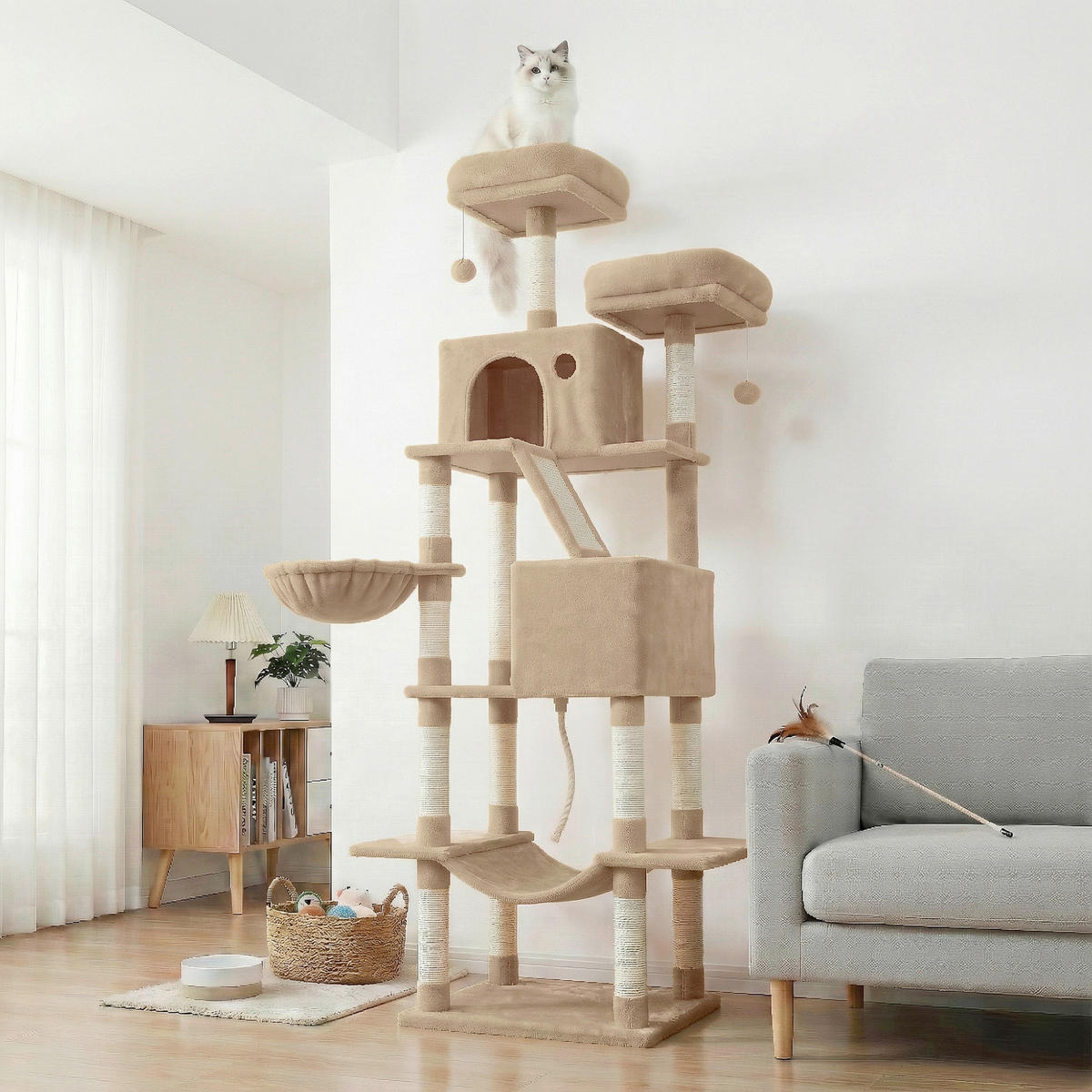 KRATZBAUM - Sandfarben, Trend, Papier/Holzwerkstoff (111/206/58,5cm) - Boxxx