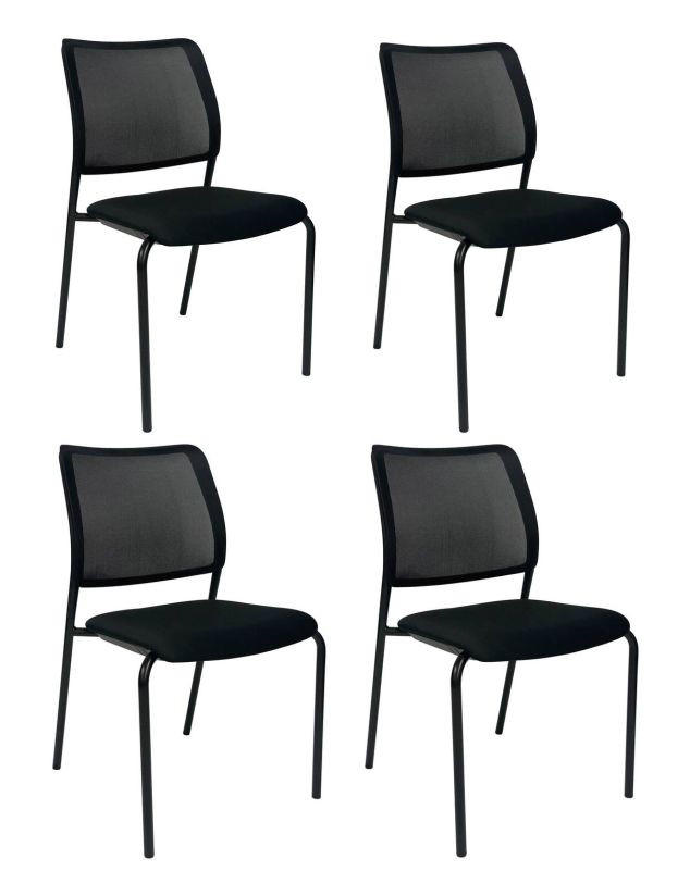 STUHL-SET 4 Stück  in Stahl Flachgewebe  - Schwarz, Basics, Textil/Metall (52/87/58cm) - Dauphin