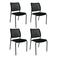 STUHL-SET 4 Stück  in Stahl Flachgewebe  - Schwarz, Basics, Textil/Metall (52/87/58cm) - Dauphin