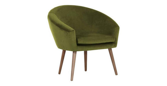 SESSEL Samt Olivgrün - Buchefarben/Olivgrün, Design, Holz/Textil (73/73/66cm) - Carryhome
