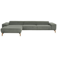 ECKSOFA in Flachgewebe Dunkelgrün  - Wildeiche/Dunkelgrün, Design, Holz/Textil (193/334cm) - Niels Andersson