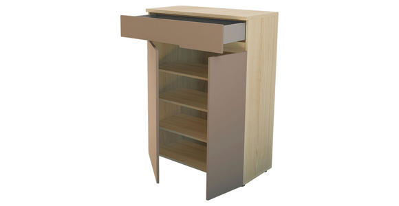 SCHUHSCHRANK 80/107/38 cm  - Taupe/Eichefarben, Design, Holzwerkstoff/Kunststoff (80/107/38cm) - Voleo