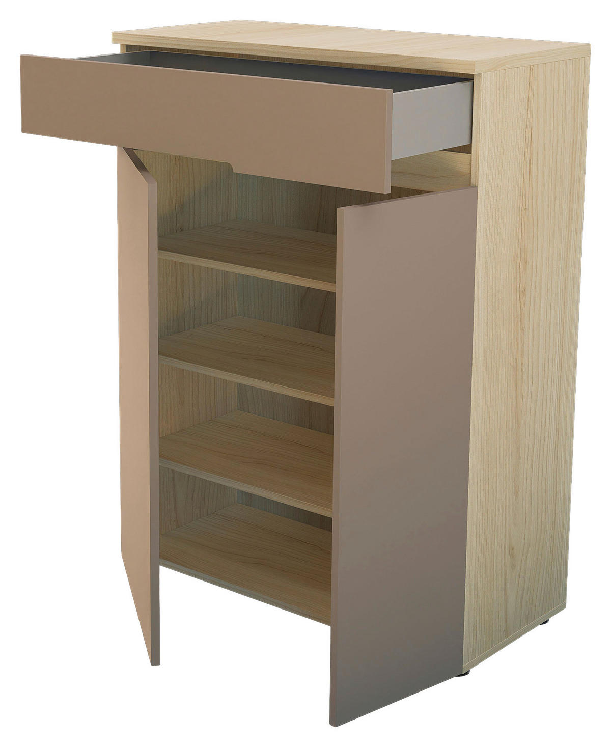 SKRINKA NA TOPÁNKY, taupe, farba duba, 80/107/38 cm - čierna/farba duba, Design, kompozitné drevo (80/107/38cm) - Voleo