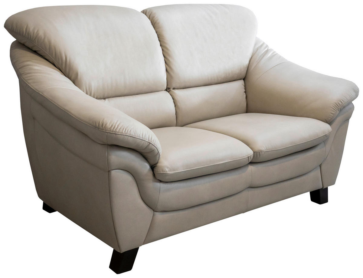 KÉTÜLÉSES KANAPÉ bőr ekrü  - diófa színű/ekrü, bőr/fa (160/96/102cm) - Andante