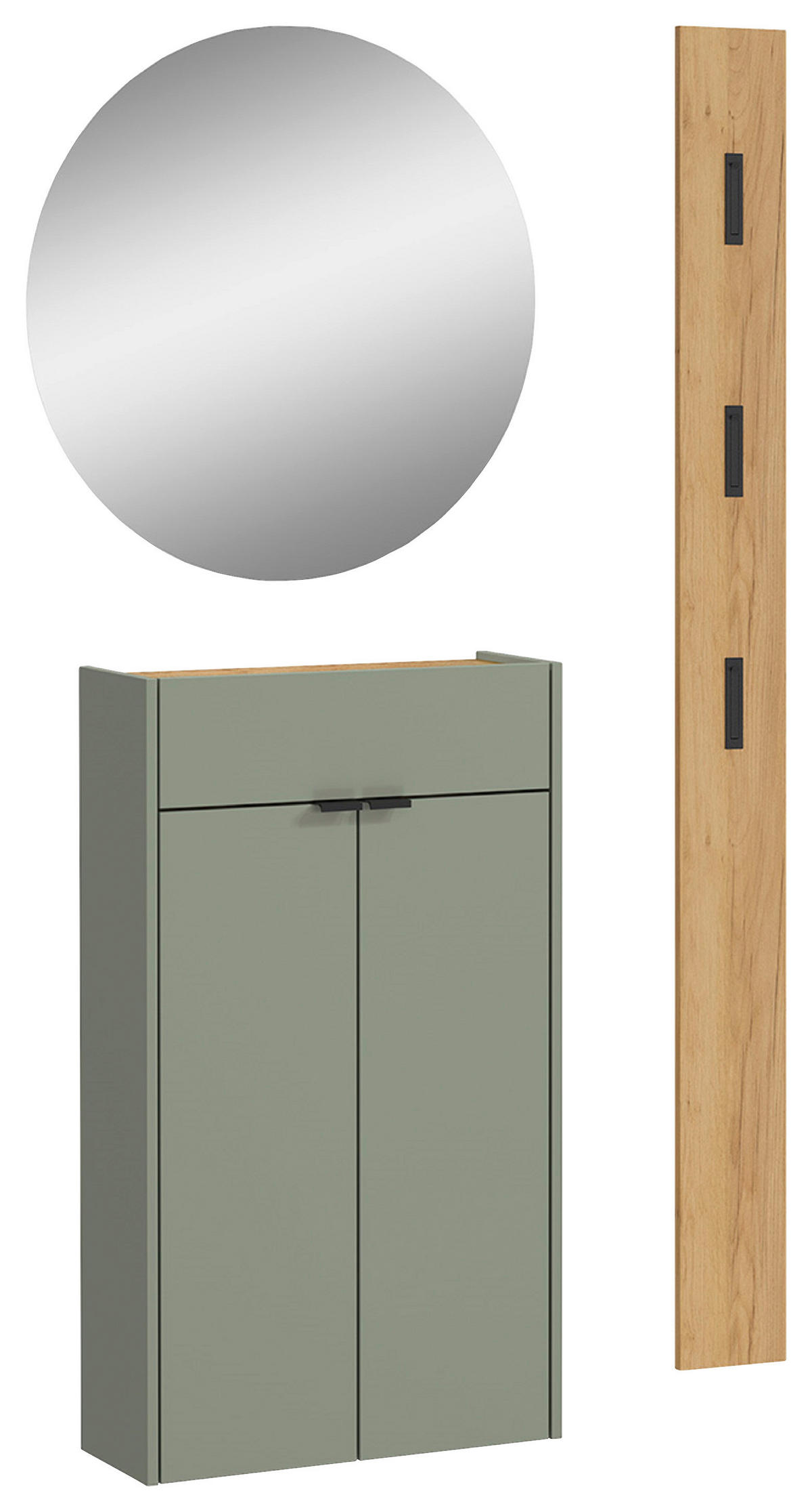 GARDEROBE 3-teilig  in 86/200/22 cm  - Eichefarben/Grün, Design, Glas/Holzwerkstoff (86/200/22cm)