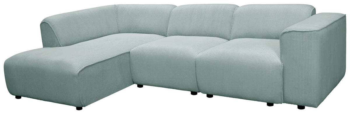 ECKSOFA ANTHONY Mintgrün Cord  - Schwarz/Mintgrün, Design, Kunststoff/Textil (163/275cm) - MID.YOU