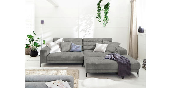ECKSOFA in Flachgewebe Hellgrau 296/207 cm - Hellgrau/Schwarz, Design, Textil/Metall (296/207cm) - Dieter Knoll