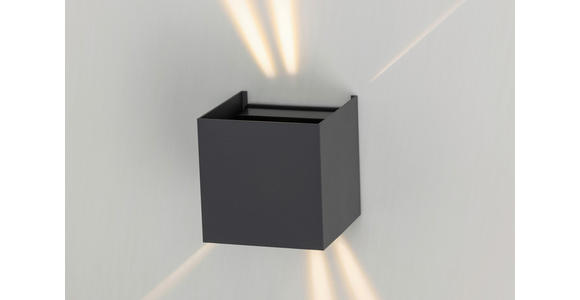 LED-WANDLEUCHTE Atlas 10/10/10 cm  - Dunkelgrau, Basics, Kunststoff/Metall (10/10/10cm) - Novel