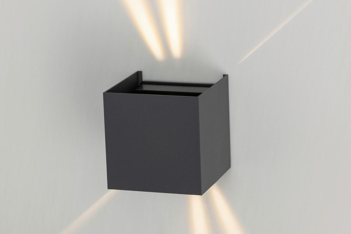 LED VÄGGLAMPA Atlas 10/10/10 cm   - mörkgrå, Basics, metall/plast (10/10/10cm) - Novel