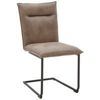 SCHWINGSTUHL  in Mikrofaser  - Hellbraun/Schwarz, Design, Textil/Metall (47/87/62cm) - Valnatura