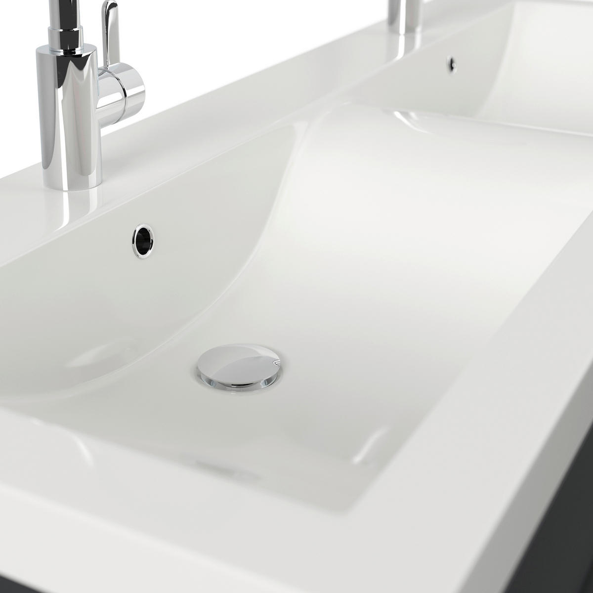 WASCHTISCHKOMBI 160 cm  - Graphitfarben/Weiß, Basics, Holzwerkstoff/Stein (160cm) - MID.YOU