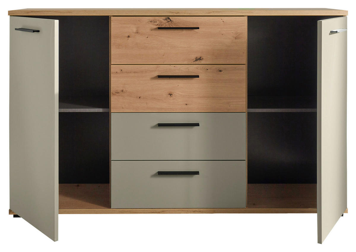 KOMMODE  in 150/92/38 cm  - Salbeigrün/Schwarz, KONVENTIONELL, Holzwerkstoff/Kunststoff (150/92/38cm) - Xora