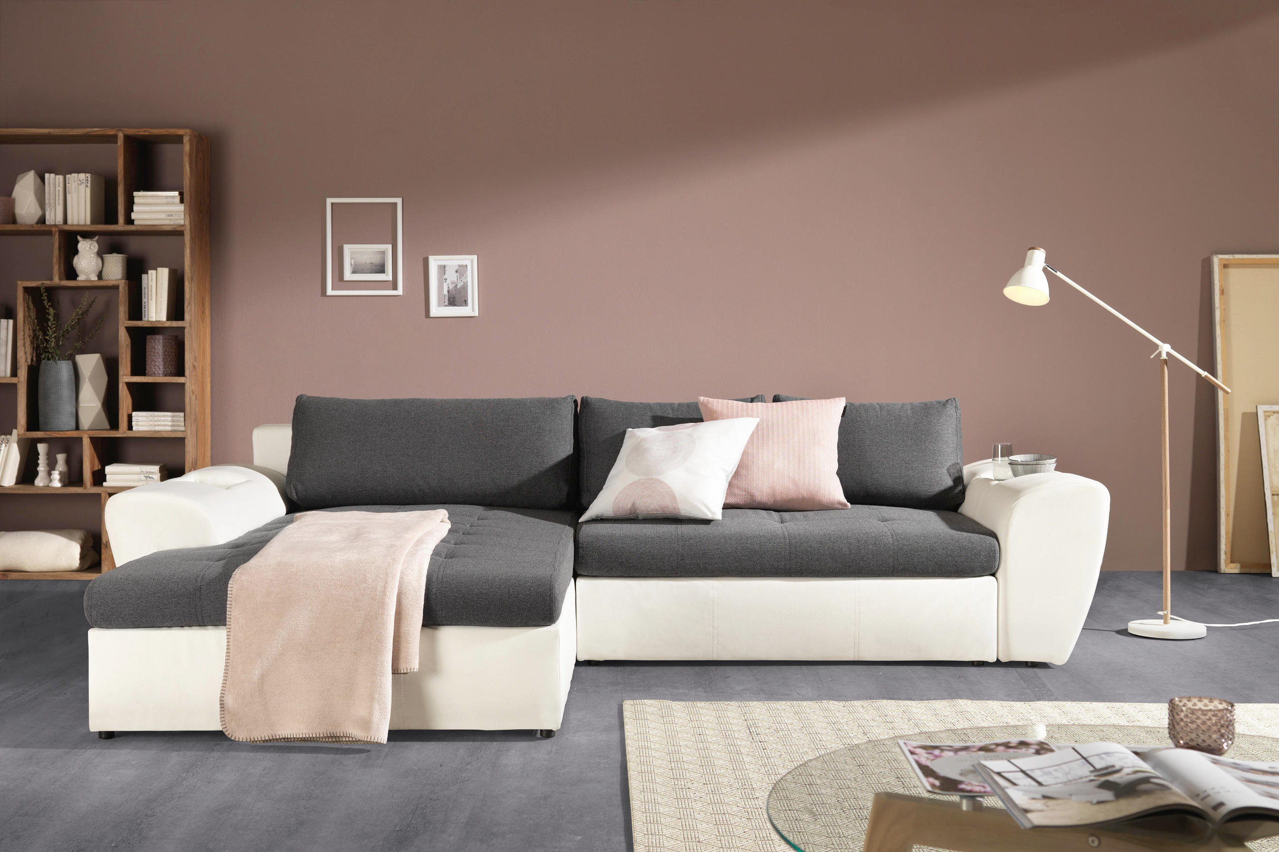 WOHNLANDSCHAFT in Anthrazit, Weiß Textil - Anthrazit/Schwarz, Design, Kunststoff/Textil (204/290cm) - CARRYHOME