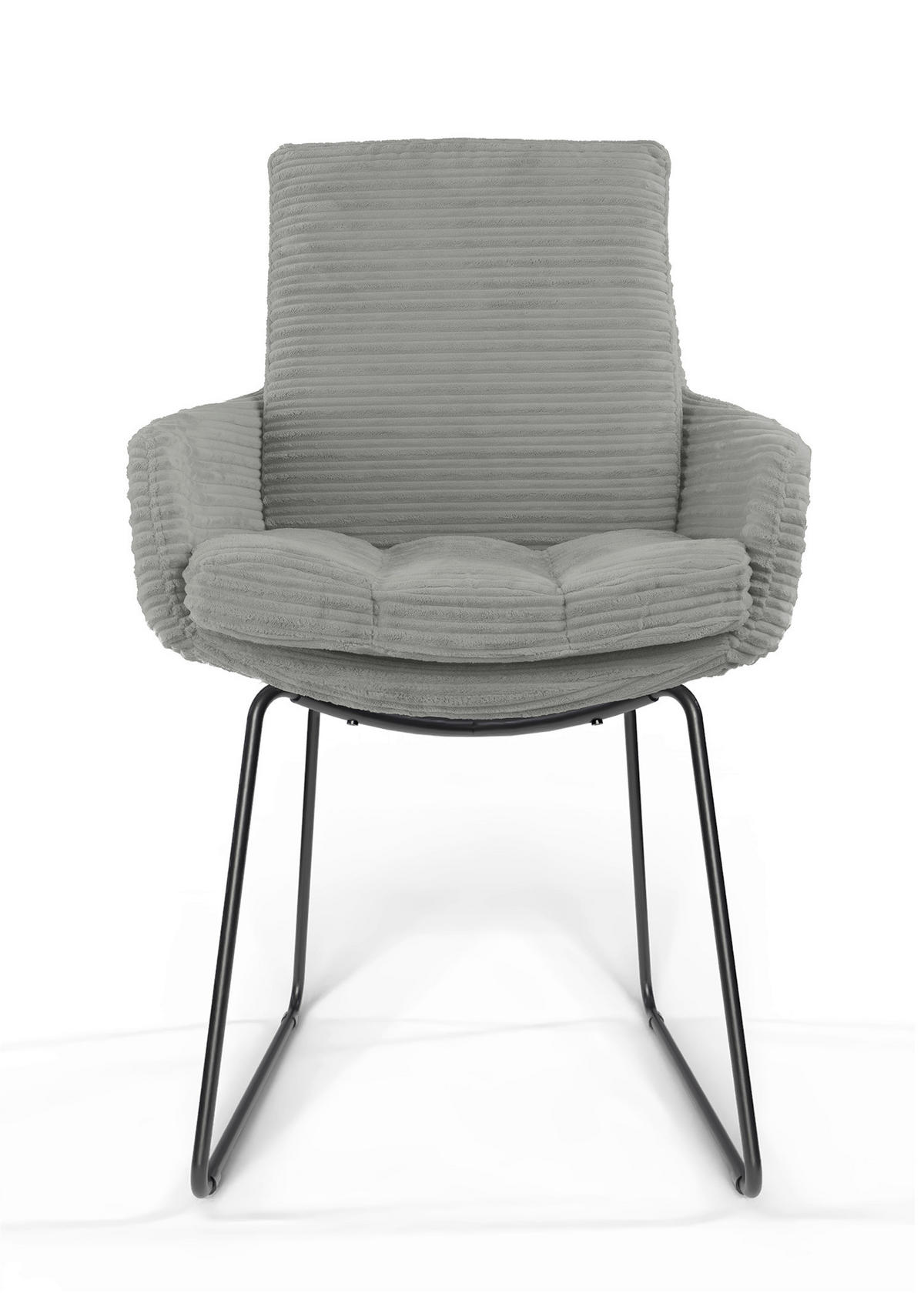 ARMLEHNSTUHL  Beinauswahl, ergonomische Rückenlehne, Stoff-/Lederauswahl gerippt  Grau  - Schwarz/Grau, Design, Textil/Metall (60/91/62cm) - Valdera