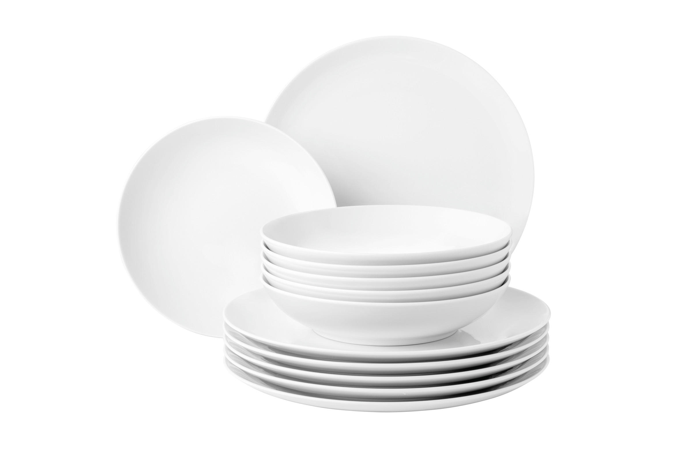 JEDILNI SERVIS  Liberty Uni     12-delni   - bela, Basics, keramika - Seltmann Weiden