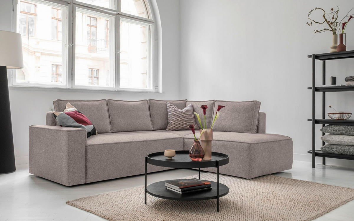 KUTNA GARNITURA tekstil  siva   - bijela/siva, Design, tekstil/plastika (247/194cm) - MID.YOU