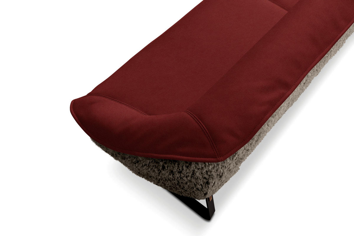 SITZBANK 229/88/80 cm  in Braun, Weinrot  - Weinrot/Schwarz, Design, Leder/Holz (229/88/80cm) - Koinor