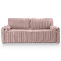 SCHLAFSOFA GRUBS  mit Cord Rosa  - Schwarz/Rosa, Basics, Kunststoff/Textil (225/96/93cm) - MID.YOU