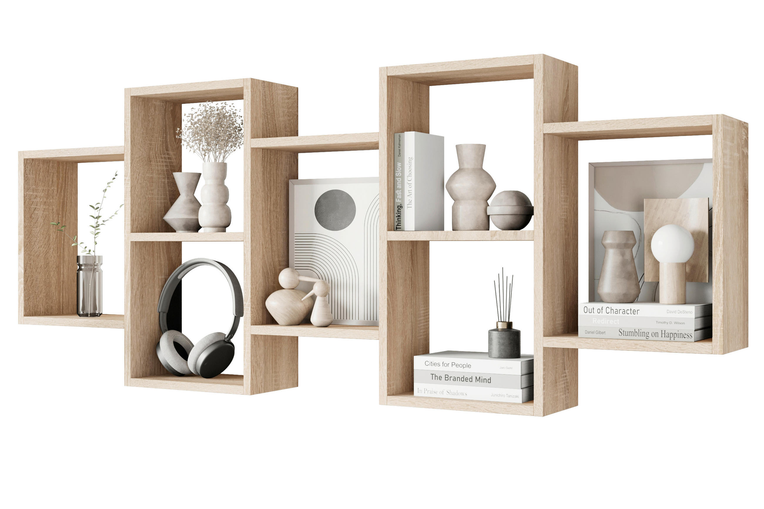 MID.YOU NÁSTĚNNÝ REGÁL, Sonoma dub, 160,8/65/18 cm