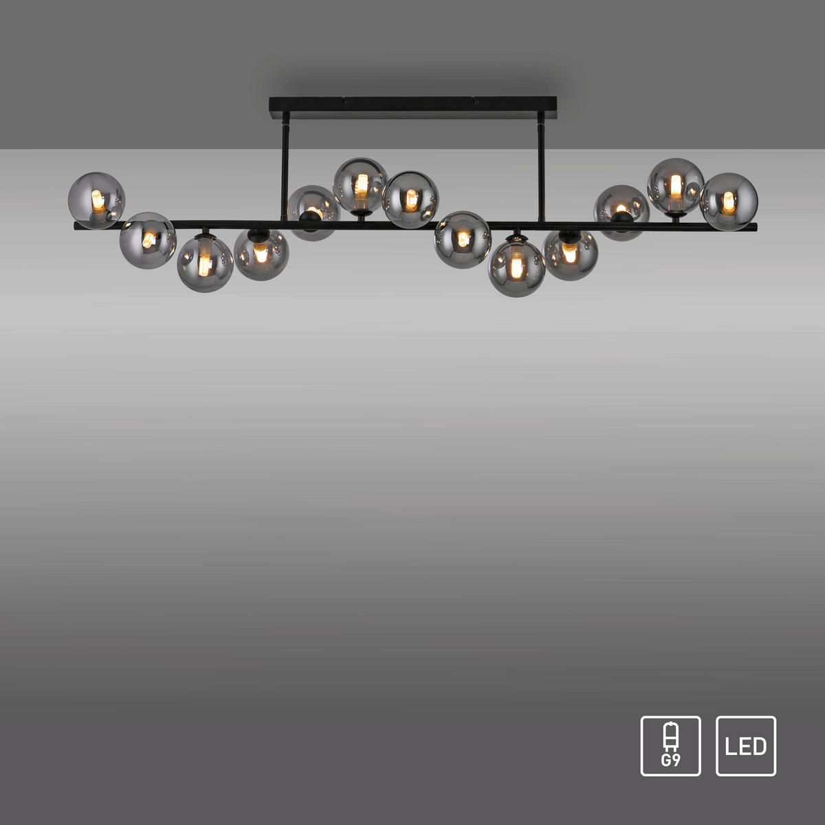 LED-DECKENLEUCHTE 118/23/34 cm   - Schwarz, Design, Glas/Kunststoff (118/23/34cm) - Schöner Wohnen