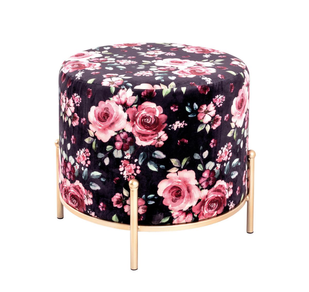 TABURET, kov, textil, kompozitní dřevo, 40/40/40 cm - barvy zlata/vícebarevná, Basics, kov/kompozitní dřevo (40/40/40cm) - Ambia Home