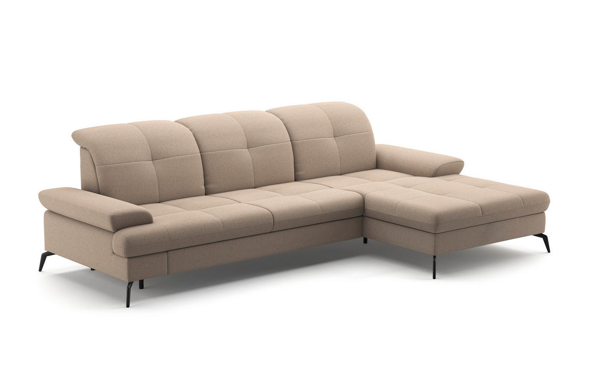 ECKSOFA in Flachgewebe Taupe  - Taupe/Schwarz, Konventionell, Textil/Metall (279/185cm) - Sit & More