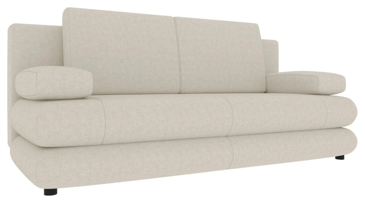 SCHLAFSOFA  mit Liegefunktion, Rücken echt Mikrofaser Creme  - Creme/Schwarz, KONVENTIONELL, Kunststoff/Textil (212/93/90cm) - Carryhome