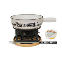 FONDUESET Heidi Cheese Line: Alpen  - Weiss/Schwarz, Basics, Holz/Metall (23cm) - Heidi Cheese Line