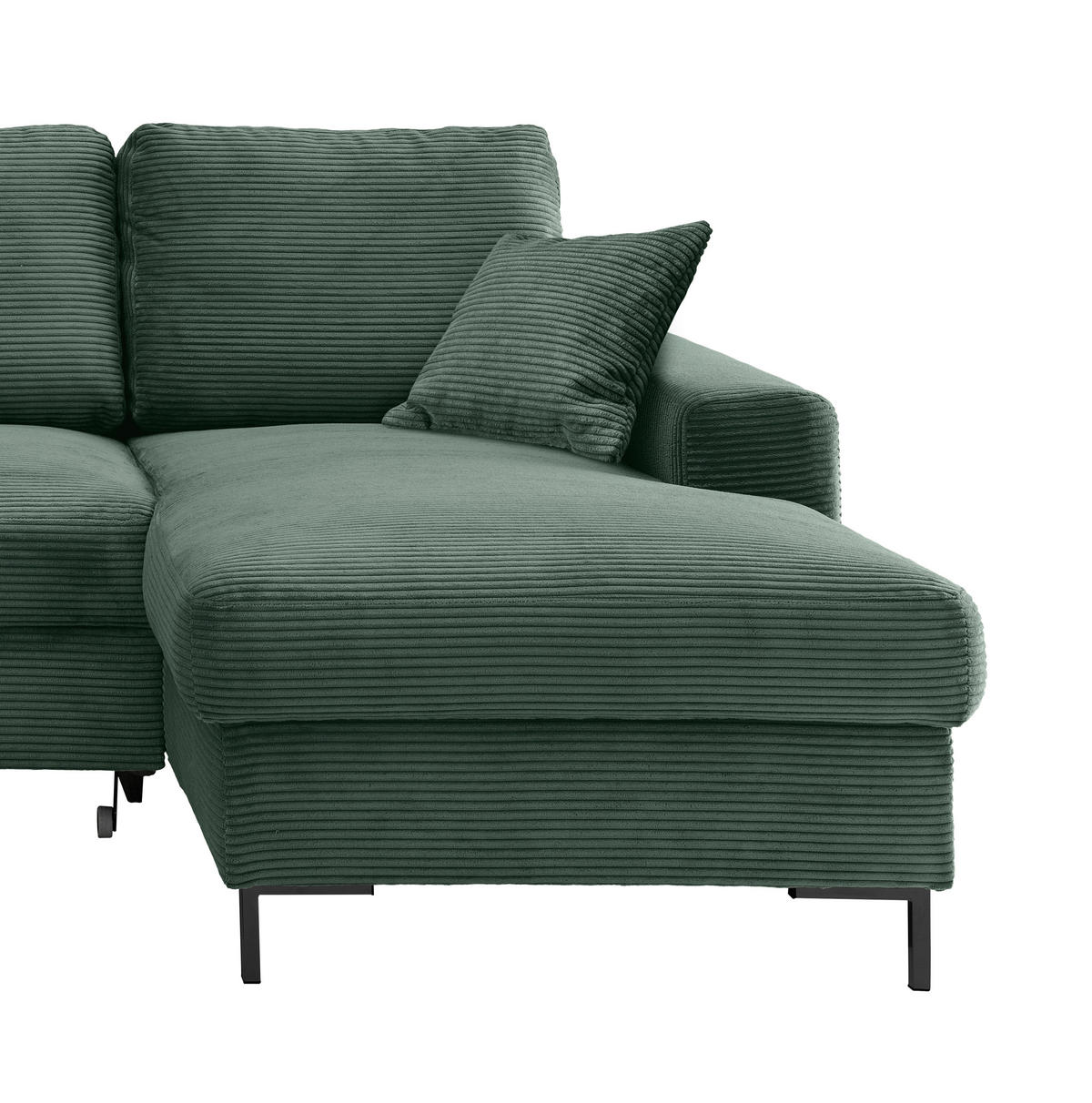 ECKSCHLAFSOFA in Cord Dunkelgrün  - Dunkelgrün/Schwarz, KONVENTIONELL, Textil/Metall (237/143cm) - Livetastic