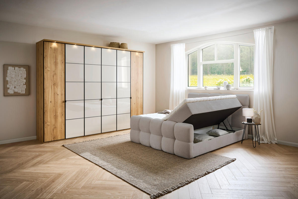 FAMILIENBETT - Hellgrau, Design, Textil (220/200cm) - Moderano
