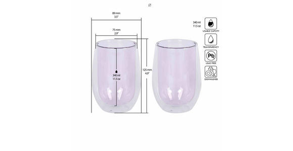KAFFEEGLAS - Rosa, KONVENTIONELL, Glas (7,5/12,5cm) - Novel