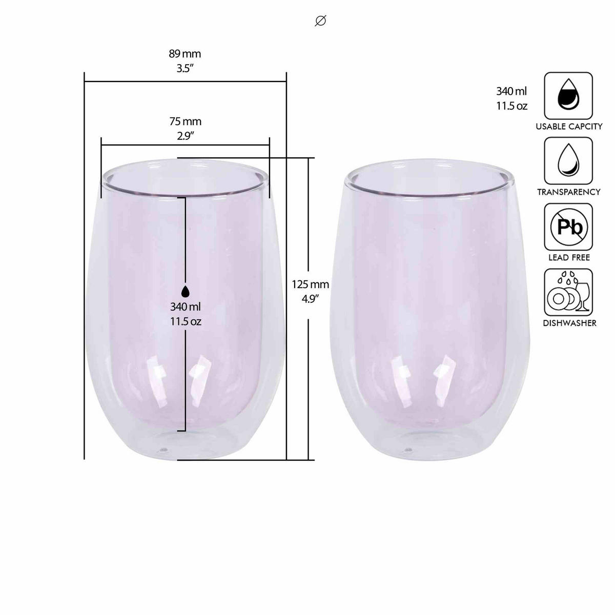 KAFFEEGLAS - Rosa, KONVENTIONELL, Glas (7,5/12,5cm) - Novel