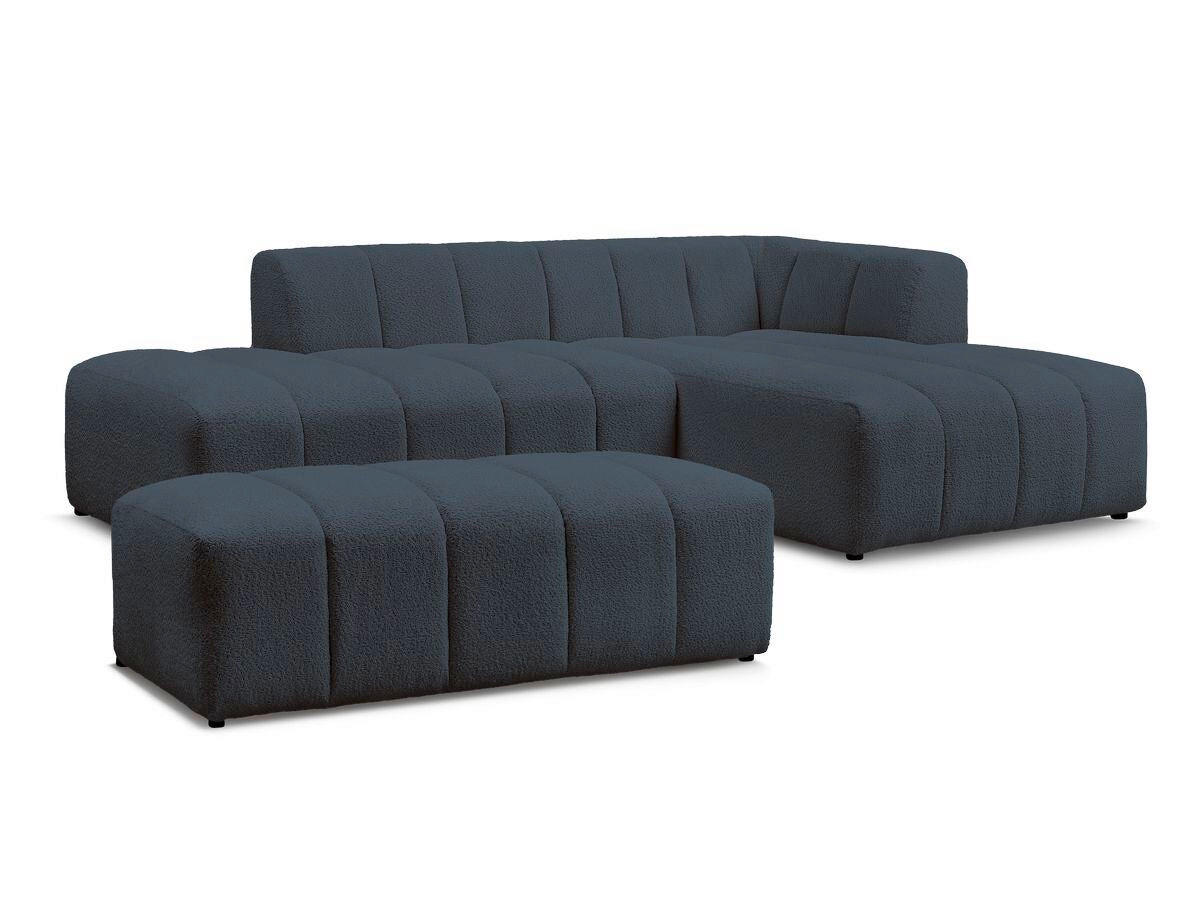 ECKSOFA  ANNECY Dunkelblau Bouclé  - Schwarz/Dunkelblau, MODERN, Kunststoff/Textil (262/170cm)