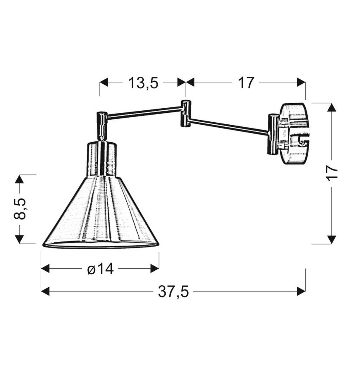 WANDLEUCHTE 37.5/14/17 cm   - Basics, Metall (37.5/14/17cm)