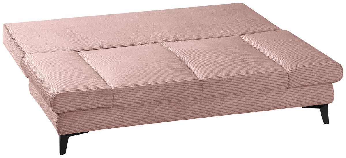 SCHLAFSOFA Cord Altrosa  inkl. Bettkasten, Schlaffunktion, Armteilverstellung  - Schwarz/Altrosa, Design, Textil/Metall (200/85/90cm) - Novel