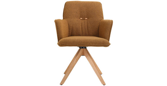 ARMLEHNSTUHL in Bouclé - Eichefarben/Gelb, Design, Holz/Textil (60,5/87/63,5cm) - Novel
