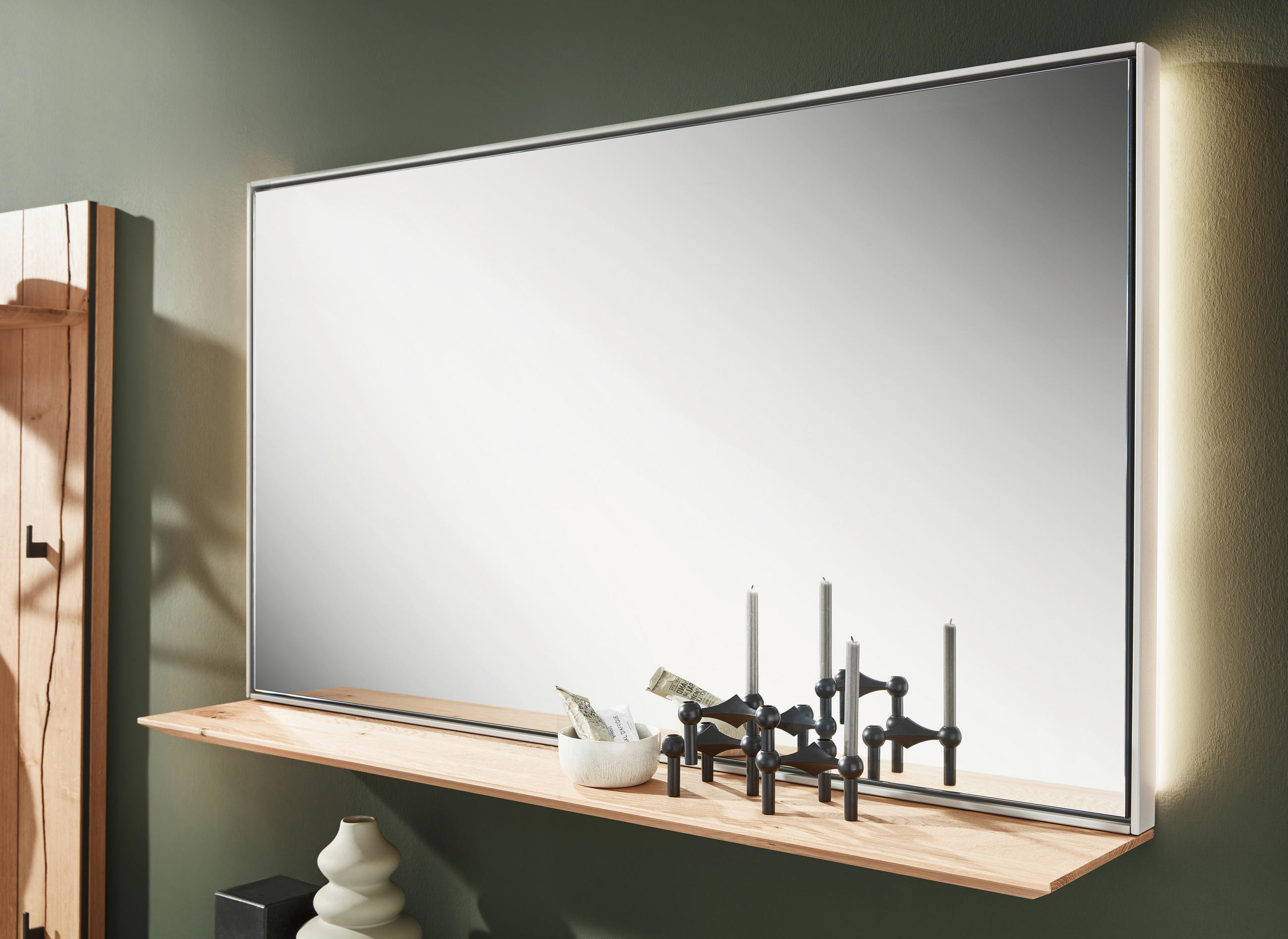 WANDSPIEGEL 121,9/69,1/5,5 cm  - Klar/Grau, Design, Glas/Holzwerkstoff (121,9/69,1/5,5cm) - Dieter Knoll