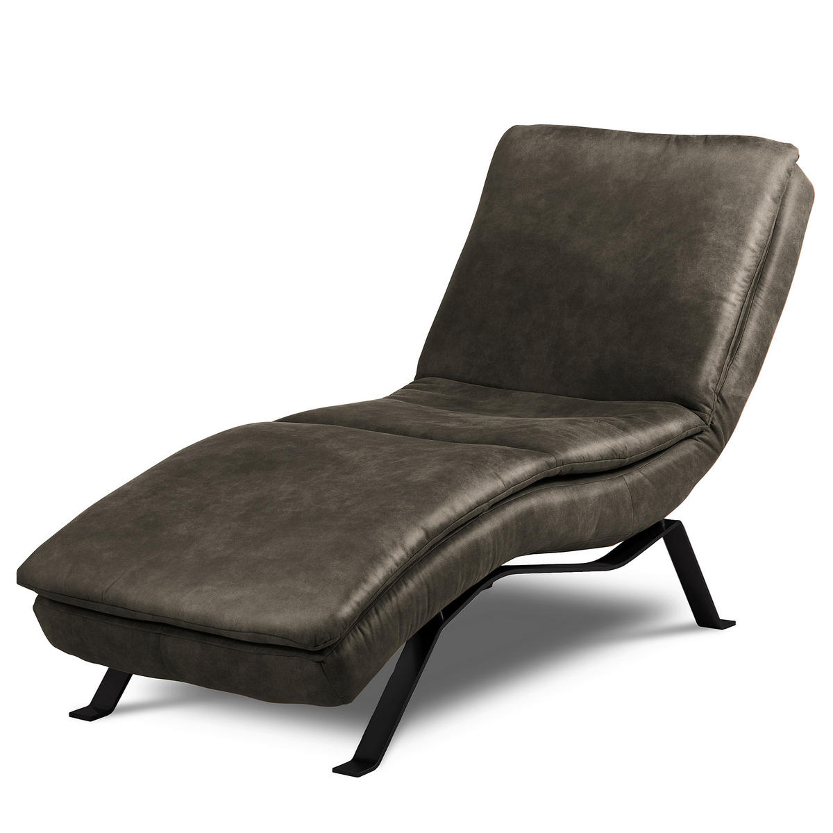RELAXLIEGE Echtleder Anthrazit  - Anthrazit/Schwarz, Design, Leder/Metall (65/95/171cm) - Celina Home
