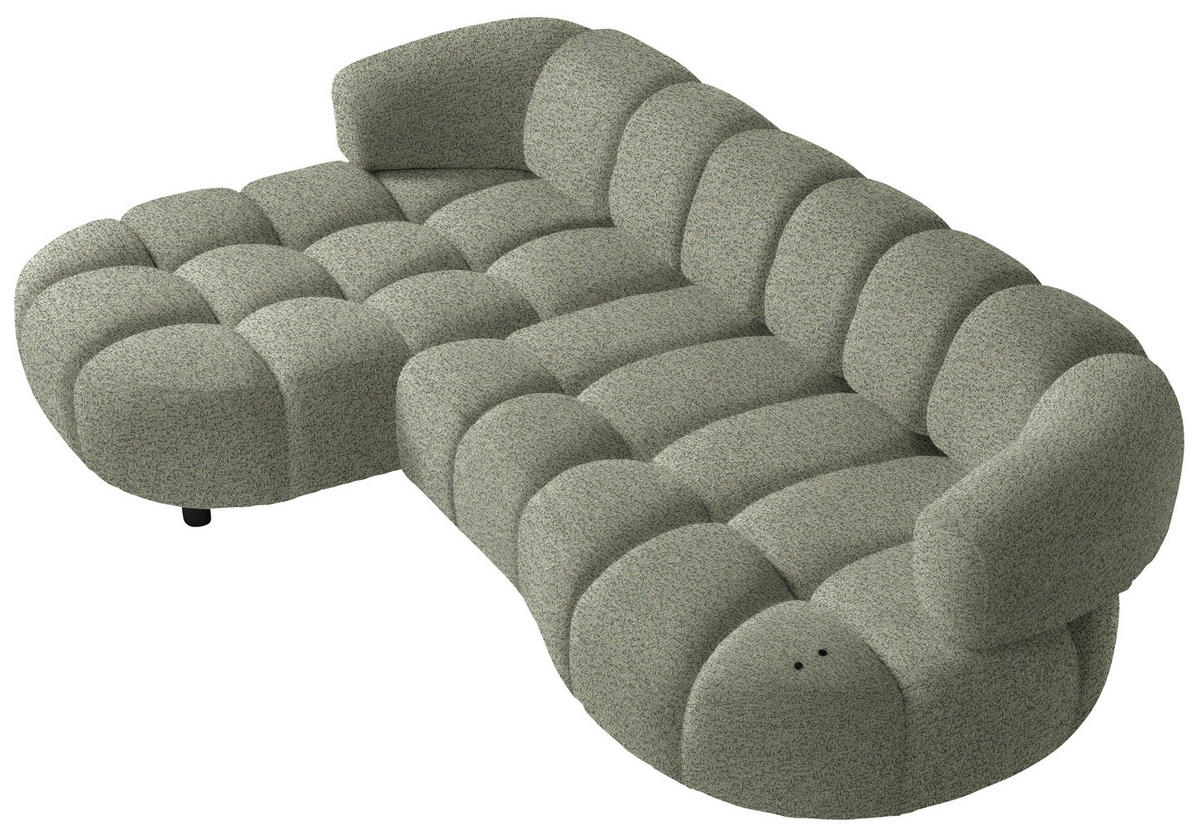 ECKSOFA Khaki Webstoff  - Khaki/Schwarz, Design, Holz/Textil (183/284cm) - Welnova