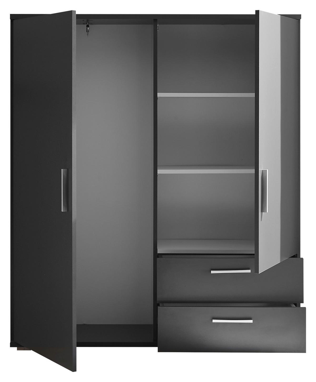 HIGHBOARD , 120/140/38 cm, 2 Schublade(n)  - Alufarben/Graphitfarben, KONVENTIONELL, Holzwerkstoff/Kunststoff (120/140/38cm) - Carryhome