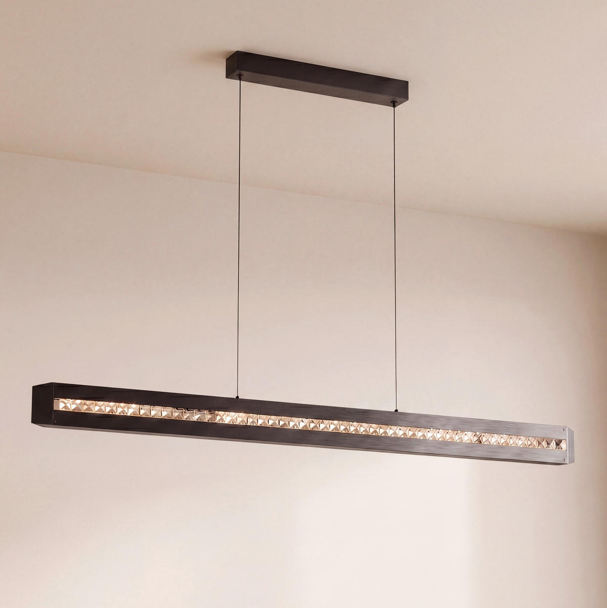 LED-HÄNGELEUCHTE Banda 115/6,5/150 cm   - Schwarz, Design, Glas/Metall (115/6,5/150cm) - Brilliant