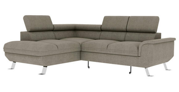 ECKSOFA Greige Struktur  - Greige/Silberfarben, KONVENTIONELL, Textil/Metall (207/268cm) - Carryhome