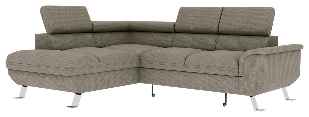 ECKSOFA in Struktur Greige  - Greige/Silberfarben, Konventionell, Textil/Metall (207/268cm) - MID.YOU