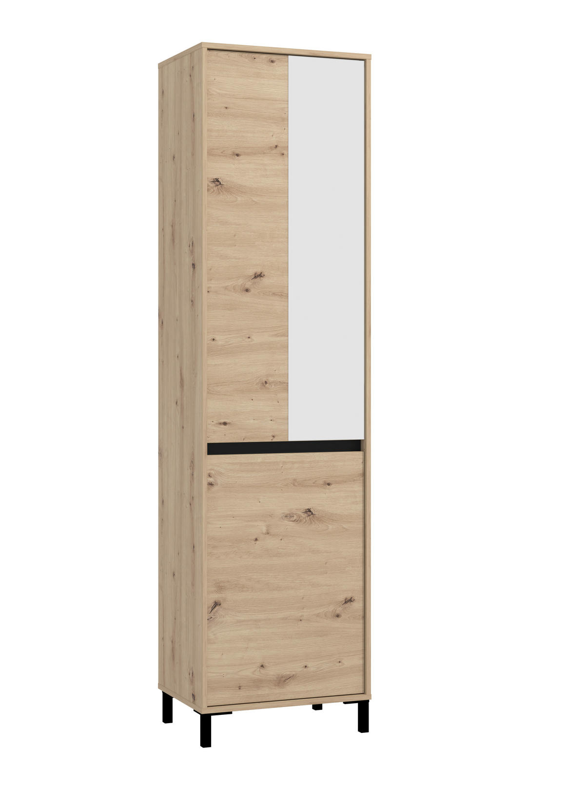 Előszobaszekrény 54,5/40/205,5 cm  - fekete/Artisan tölgy, Modern, faalapú anyag (54,5/40/205,5cm) - Xora
